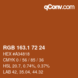 カラーコード: RGB 163.1 72 24 | qconv.com