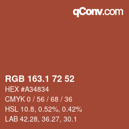 カラーコード: RGB 163.1 72 52 | qconv.com