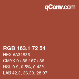 カラーコード: RGB 163.1 72 54 | qconv.com