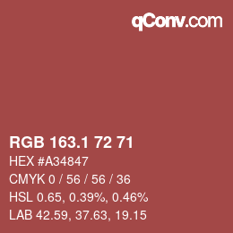 カラーコード: RGB 163.1 72 71 | qconv.com