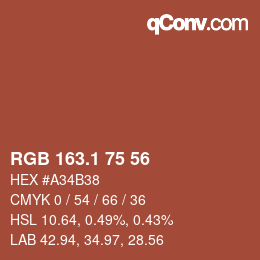 カラーコード: RGB 163.1 75 56 | qconv.com
