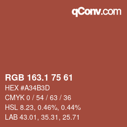カラーコード: RGB 163.1 75 61 | qconv.com