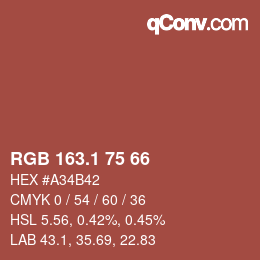 カラーコード: RGB 163.1 75 66 | qconv.com