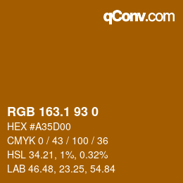 カラーコード: RGB 163.1 93 0 | qconv.com