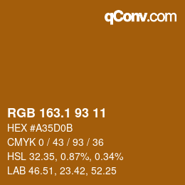 カラーコード: RGB 163.1 93 11 | qconv.com