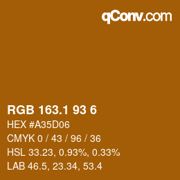 カラーコード: RGB 163.1 93 6 | qconv.com