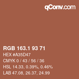 カラーコード: RGB 163.1 93 71 | qconv.com