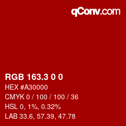 カラーコード: RGB 163.3 0 0 | qconv.com