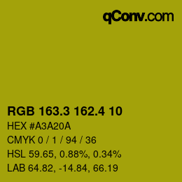 カラーコード: RGB 163.3 162.4 10 | qconv.com