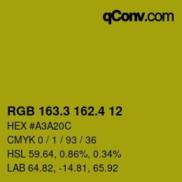 カラーコード: RGB 163.3 162.4 12 | qconv.com