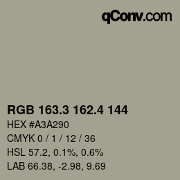 カラーコード: RGB 163.3 162.4 144 | qconv.com