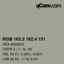 カラーコード: RGB 163.3 162.4 151 | qconv.com