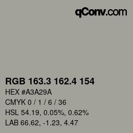カラーコード: RGB 163.3 162.4 154 | qconv.com