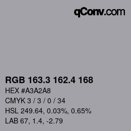 カラーコード: RGB 163.3 162.4 168 | qconv.com