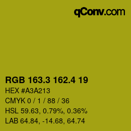 カラーコード: RGB 163.3 162.4 19 | qconv.com