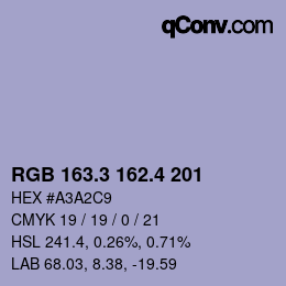 カラーコード: RGB 163.3 162.4 201 | qconv.com