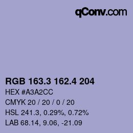カラーコード: RGB 163.3 162.4 204 | qconv.com