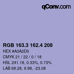 カラーコード: RGB 163.3 162.4 208 | qconv.com