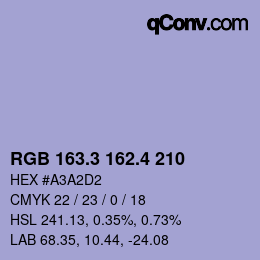 カラーコード: RGB 163.3 162.4 210 | qconv.com