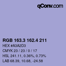 カラーコード: RGB 163.3 162.4 211 | qconv.com