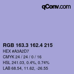カラーコード: RGB 163.3 162.4 215 | qconv.com
