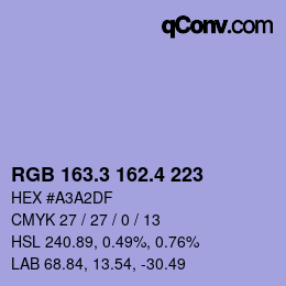 カラーコード: RGB 163.3 162.4 223 | qconv.com