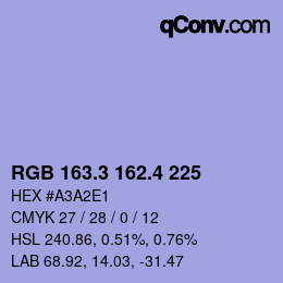 カラーコード: RGB 163.3 162.4 225 | qconv.com
