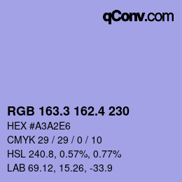 カラーコード: RGB 163.3 162.4 230 | qconv.com