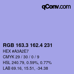 カラーコード: RGB 163.3 162.4 231 | qconv.com