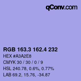 カラーコード: RGB 163.3 162.4 232 | qconv.com
