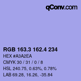 カラーコード: RGB 163.3 162.4 234 | qconv.com