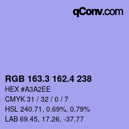 カラーコード: RGB 163.3 162.4 238 | qconv.com