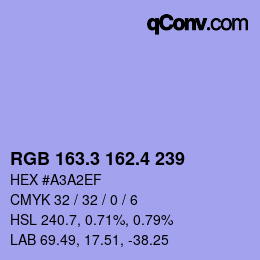 カラーコード: RGB 163.3 162.4 239 | qconv.com