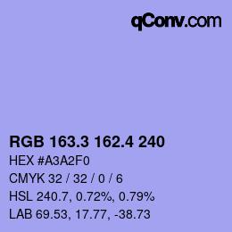 カラーコード: RGB 163.3 162.4 240 | qconv.com