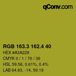 カラーコード: RGB 163.3 162.4 40 | qconv.com