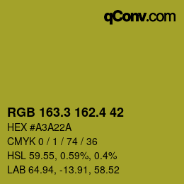 カラーコード: RGB 163.3 162.4 42 | qconv.com