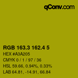 カラーコード: RGB 163.3 162.4 5 | qconv.com