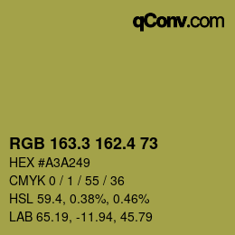 カラーコード: RGB 163.3 162.4 73 | qconv.com
