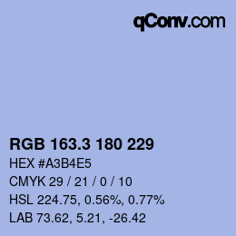 カラーコード: RGB 163.3 180 229 | qconv.com