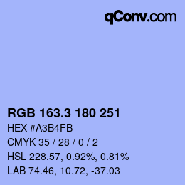 カラーコード: RGB 163.3 180 251 | qconv.com