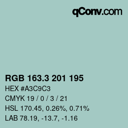 カラーコード: RGB 163.3 201 195 | qconv.com