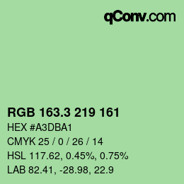 カラーコード: RGB 163.3 219 161 | qconv.com