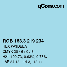 カラーコード: RGB 163.3 219 234 | qconv.com