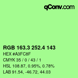 カラーコード: RGB 163.3 252.4 143 | qconv.com