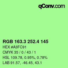 カラーコード: RGB 163.3 252.4 145 | qconv.com