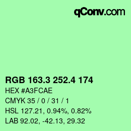 カラーコード: RGB 163.3 252.4 174 | qconv.com