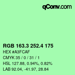 カラーコード: RGB 163.3 252.4 175 | qconv.com