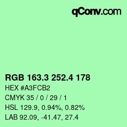 カラーコード: RGB 163.3 252.4 178 | qconv.com