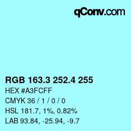カラーコード: RGB 163.3 252.4 255 | qconv.com
