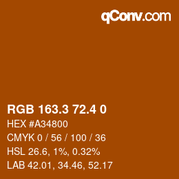 カラーコード: RGB 163.3 72.4 0 | qconv.com